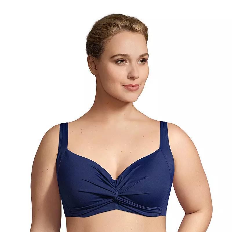 Plus Size Lands' End Twist-Front Underwire Bikini Top, Women's, Size: 26 W, Black Product Image