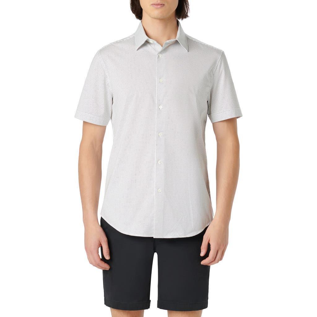 BUGATCHI Miles Ooohcotton® Pin Dot Short Sleeve Button-up Shirt In White Product Image