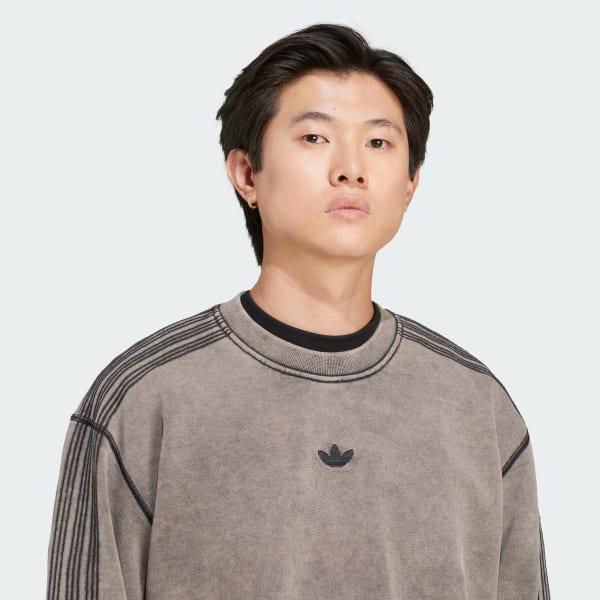 adidas Premium Essentials Retro Washed Crew Sweatshirt Black XS Mens Product Image