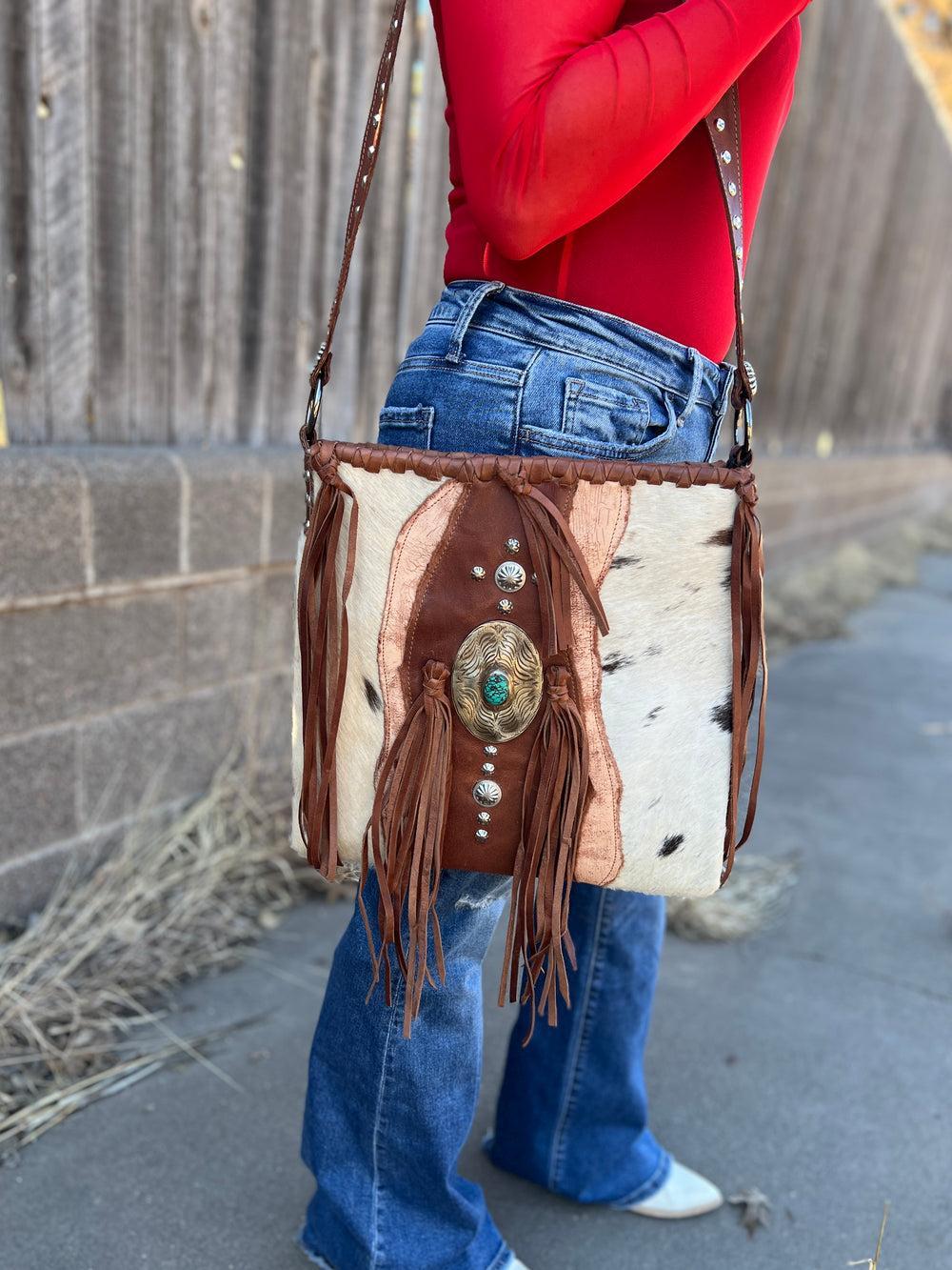 American Darling Raw Leather Hair On Hide Concho Bag Product Image