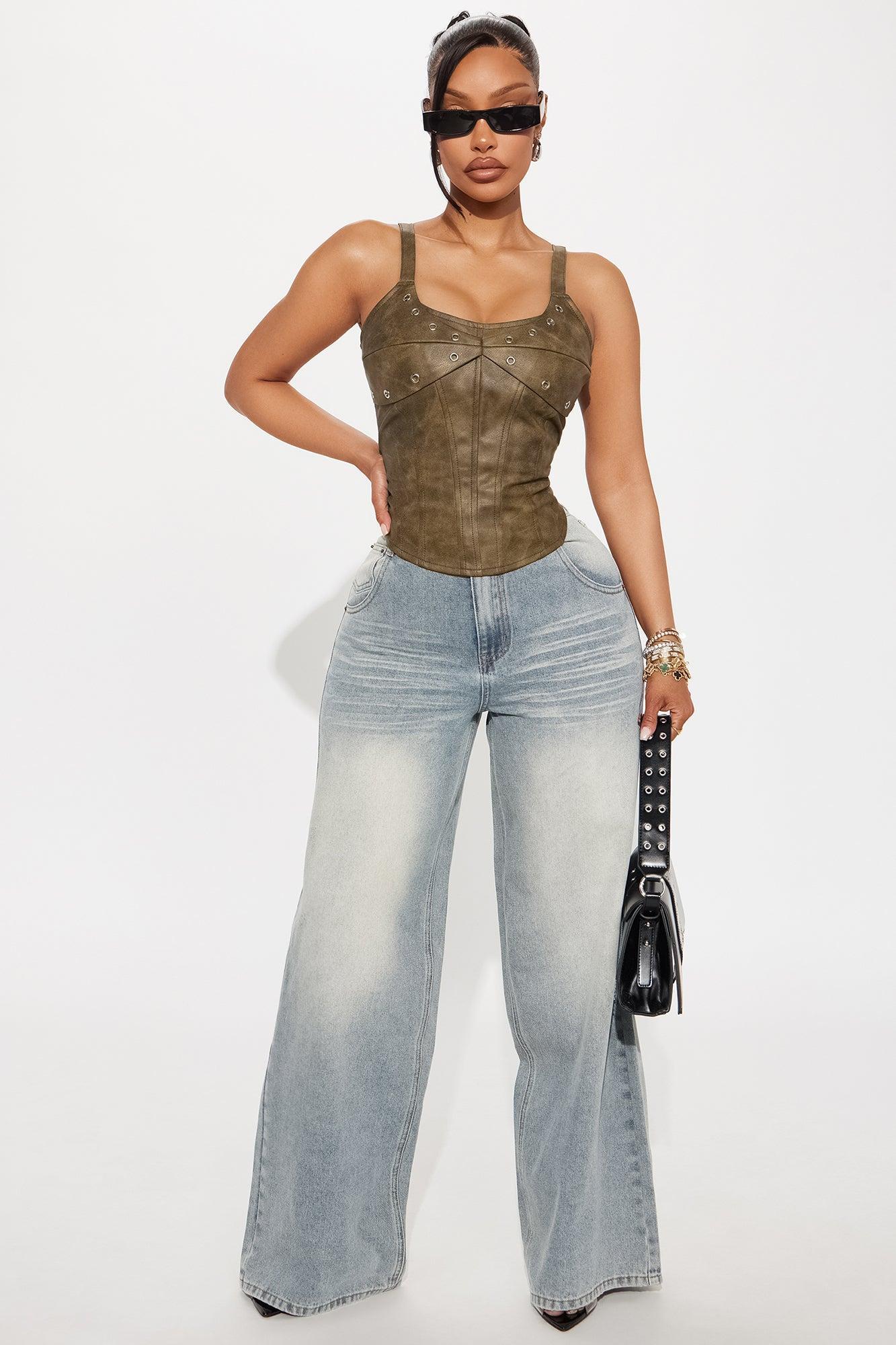 Afterparty Faux Leather Corset Top - Brown Product Image