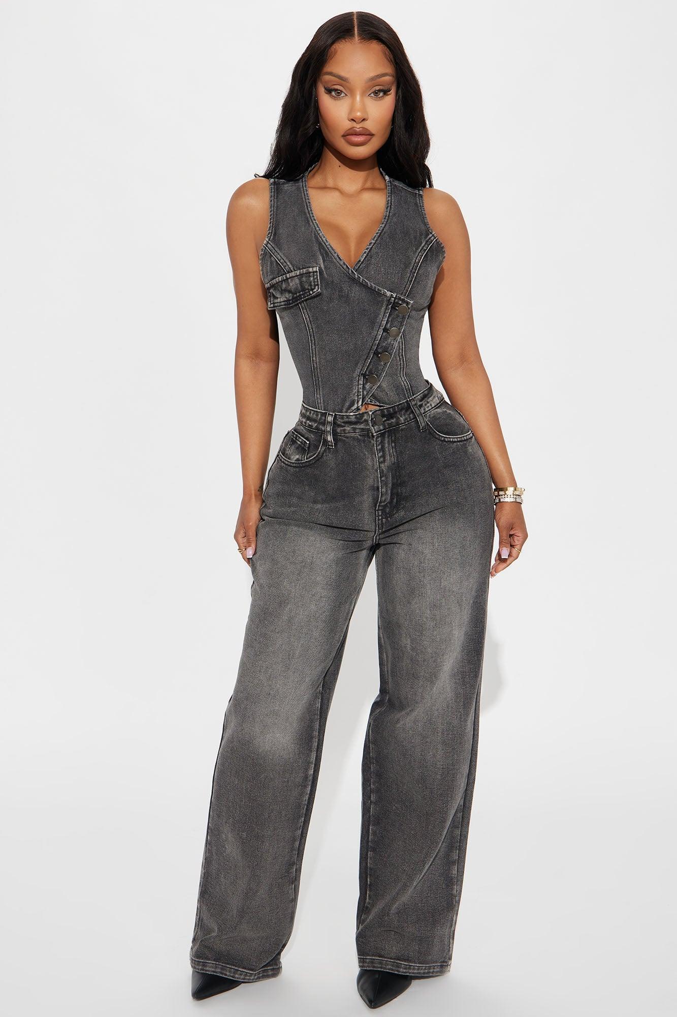 At My Best Rigid Straight Leg Jeans - Black Wash Product Image