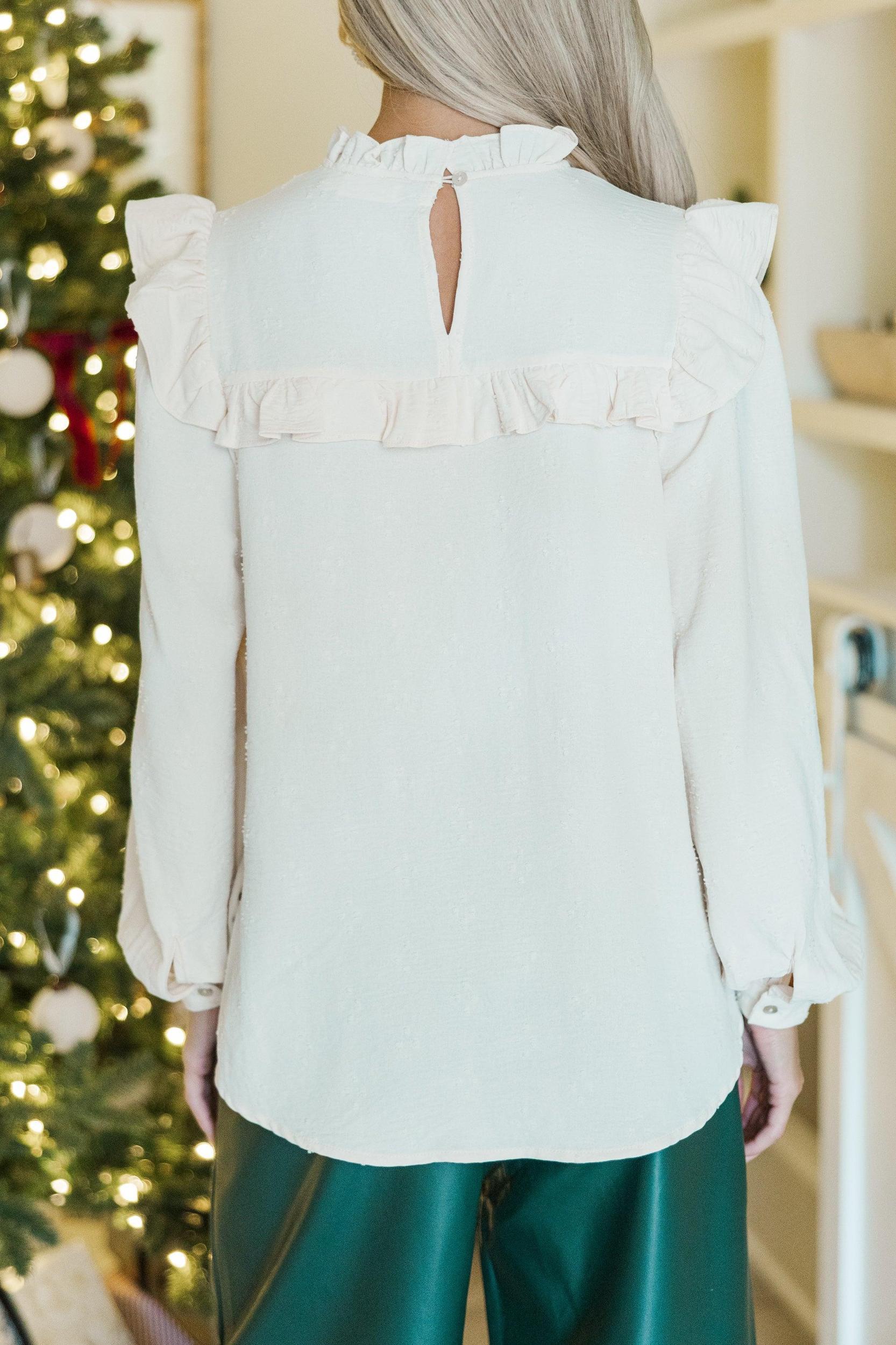 Romantic History Cream White Ruffled Blouse Female Product Image