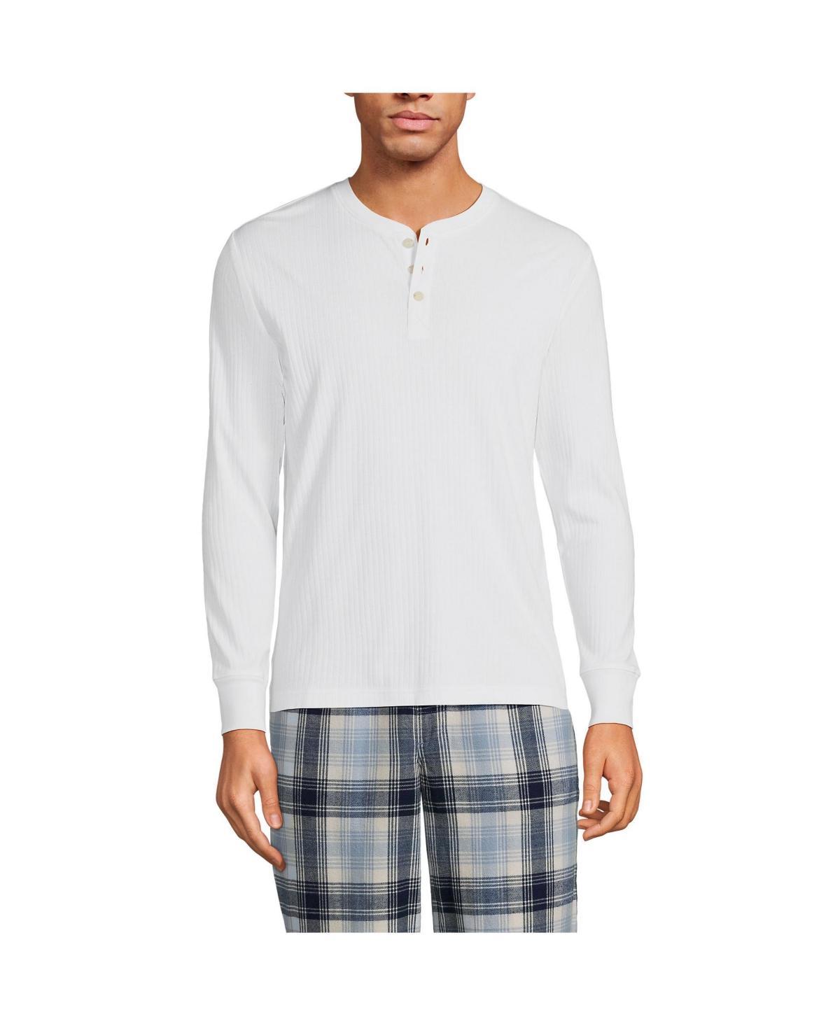 Men's Lands' End Ribbed Pajama Sleep Henley, Size: XXL, White Product Image