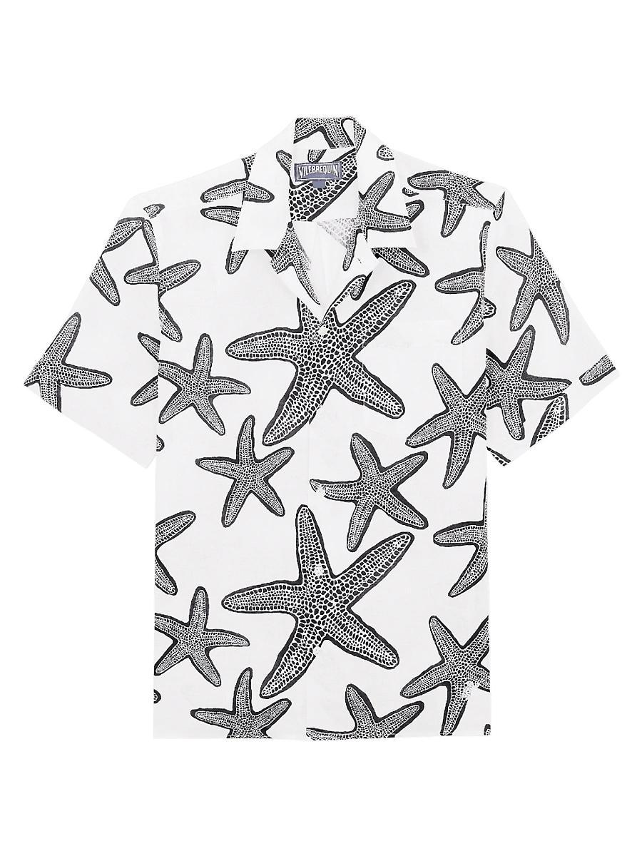 Men's Starfish-Print Camp Shirt Product Image