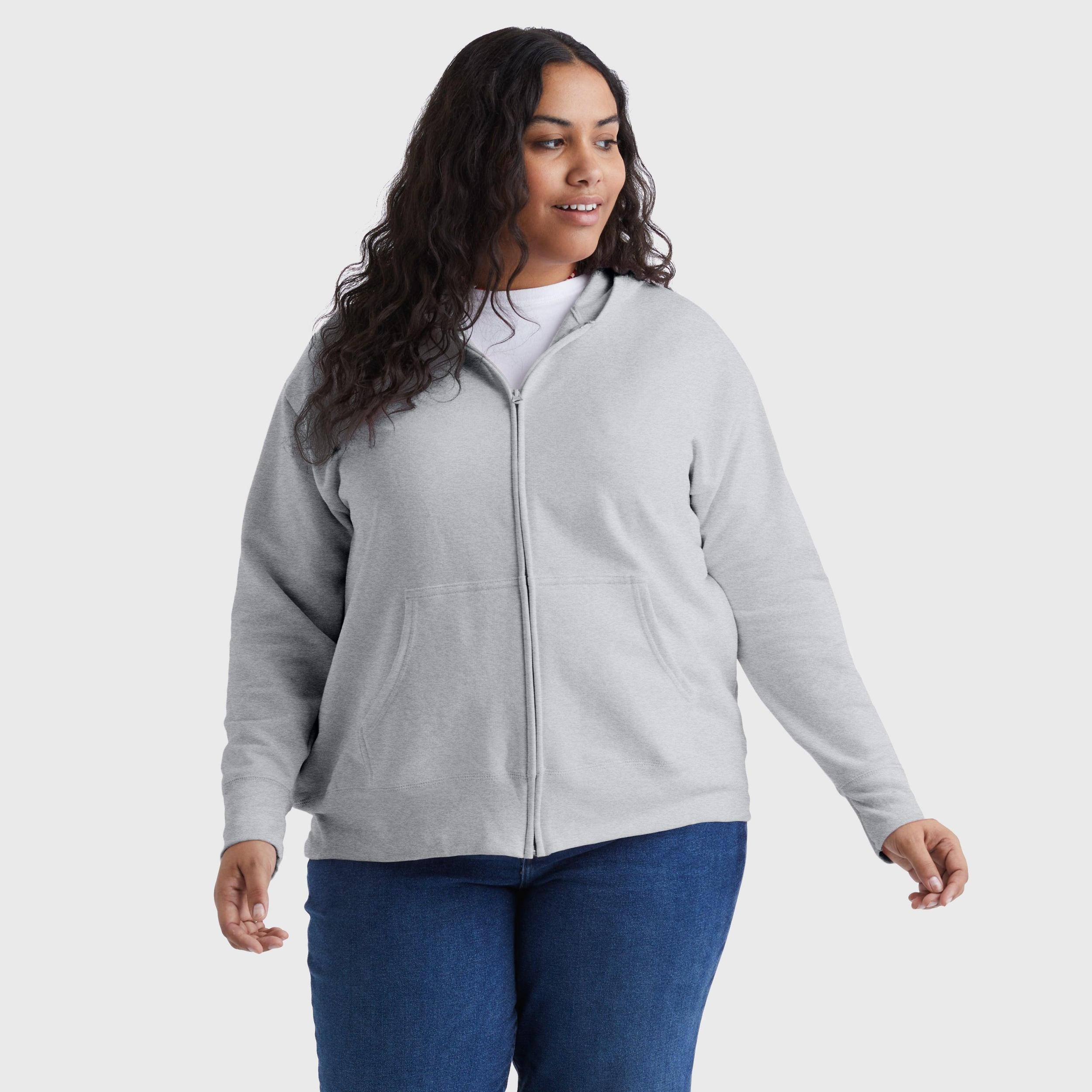 Hanes Just My Size EcoSmart Womens Full-Zip Fleece Hoodie (Plus ) Navy Heather 1X Product Image