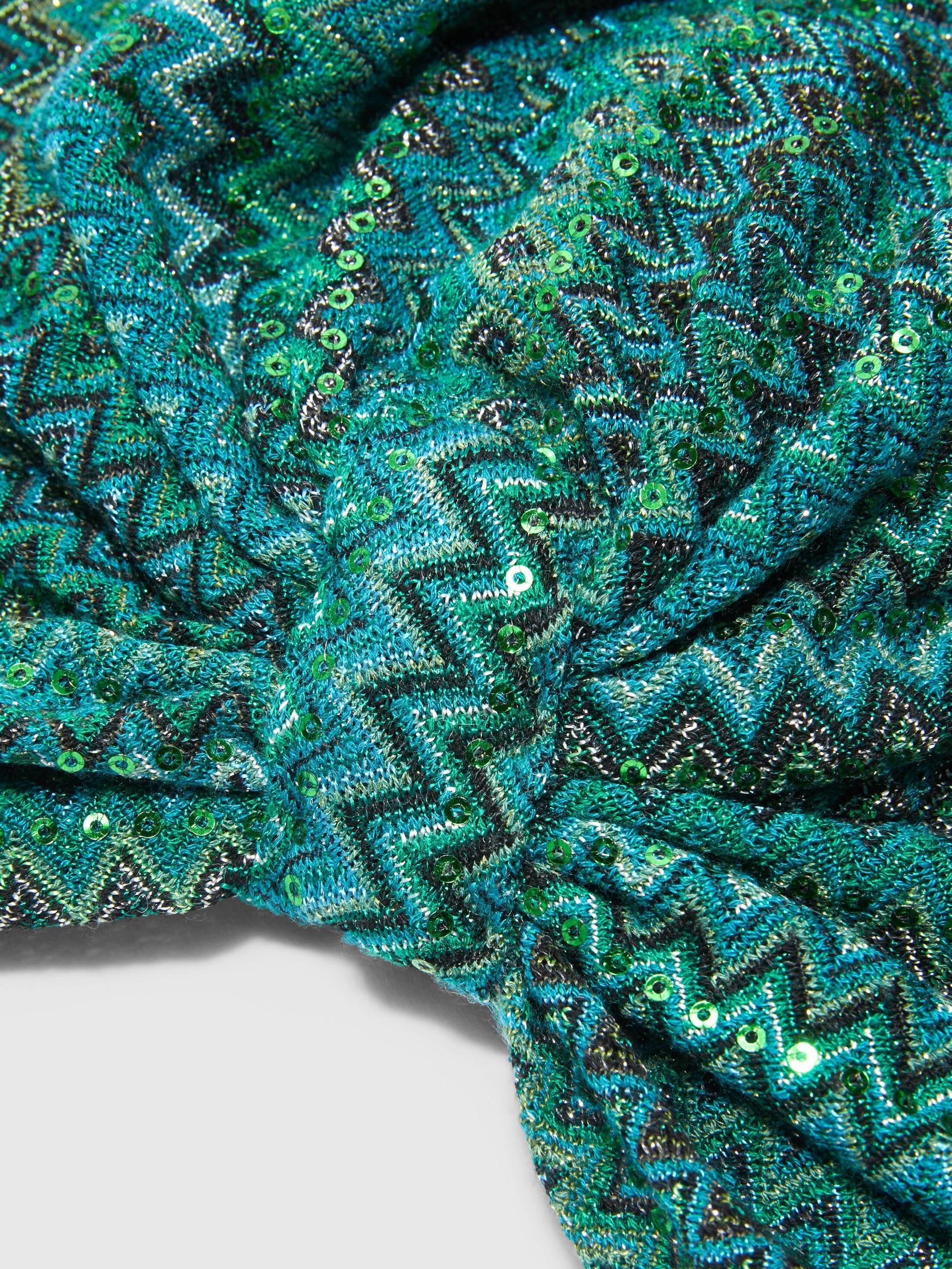 Zig zag lamé viscose turban with sequins Product Image