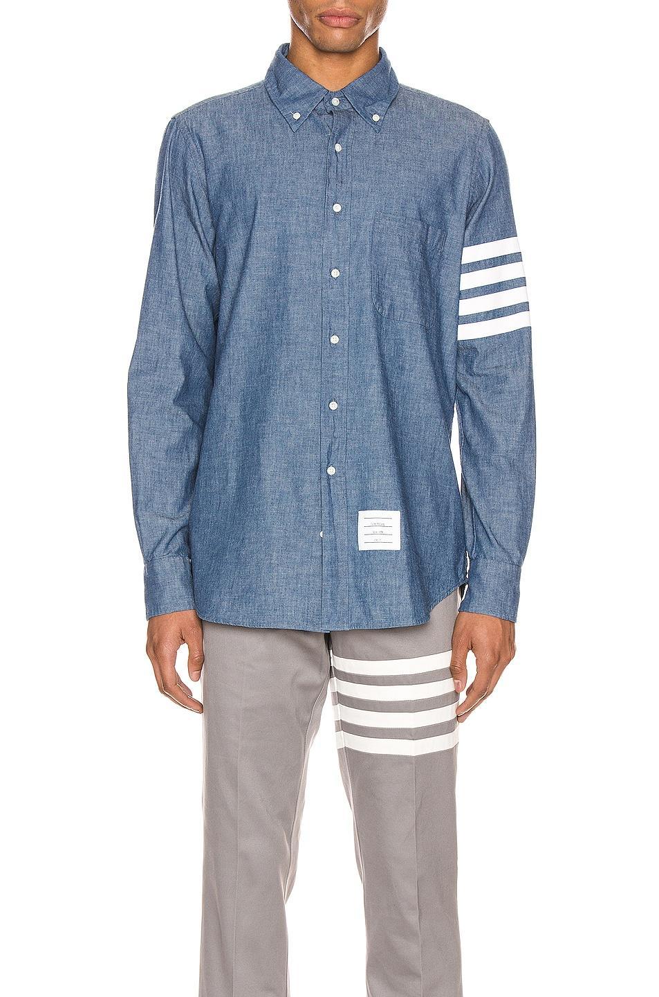 Mens Straight-Fit Button-Down Stripe Long Sleeve Shirt Product Image