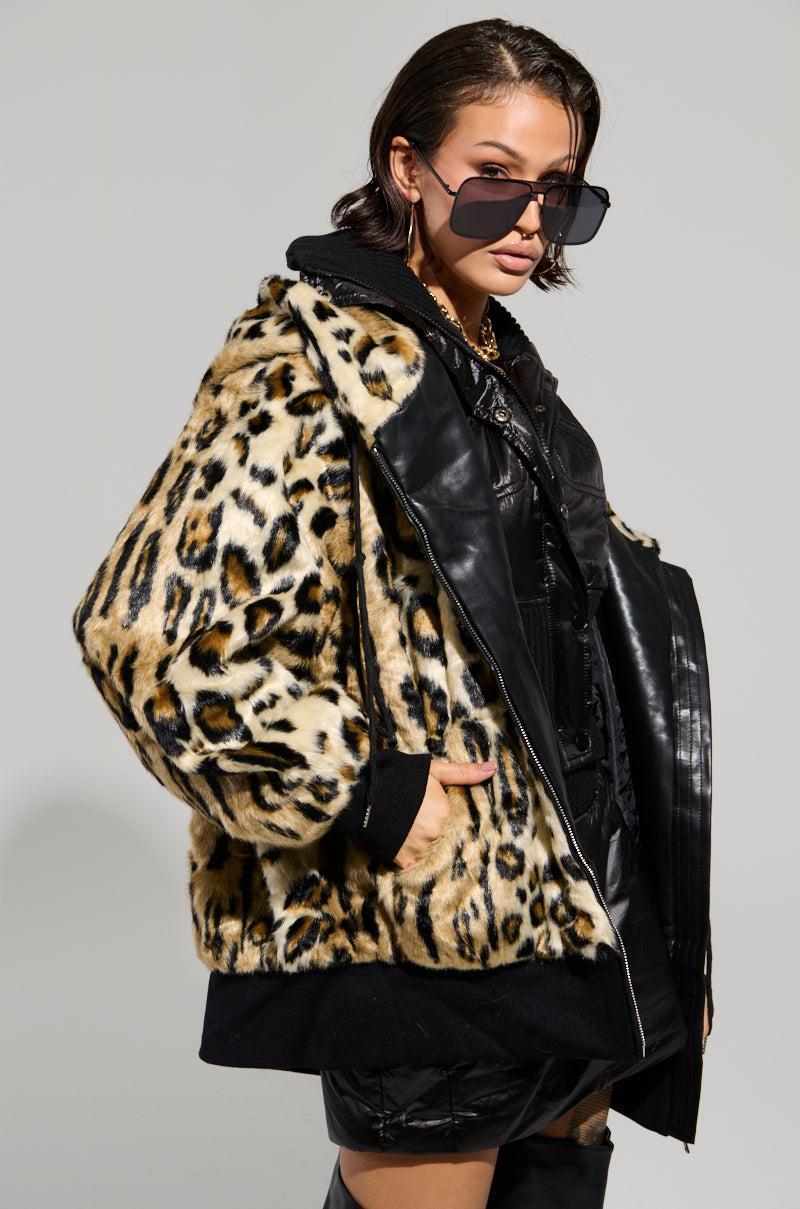 SYDNEY FAUX FUR ZIP UP HOODIE Product Image