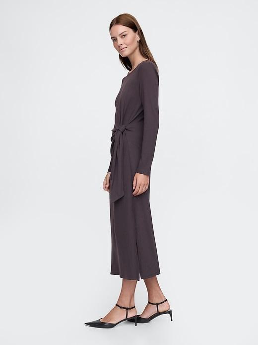 Modern Rib Tie-Knot Midi Dress Product Image