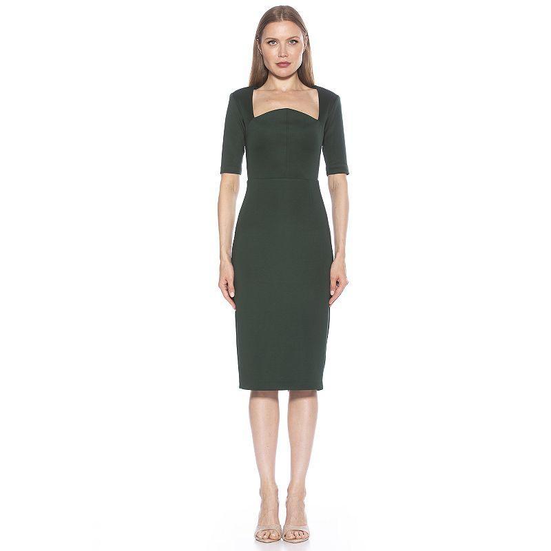 Women's ALEXIA ADMOR Freya Short Sleeve Midi Sheath Dress, Size: XS, Green Team Product Image