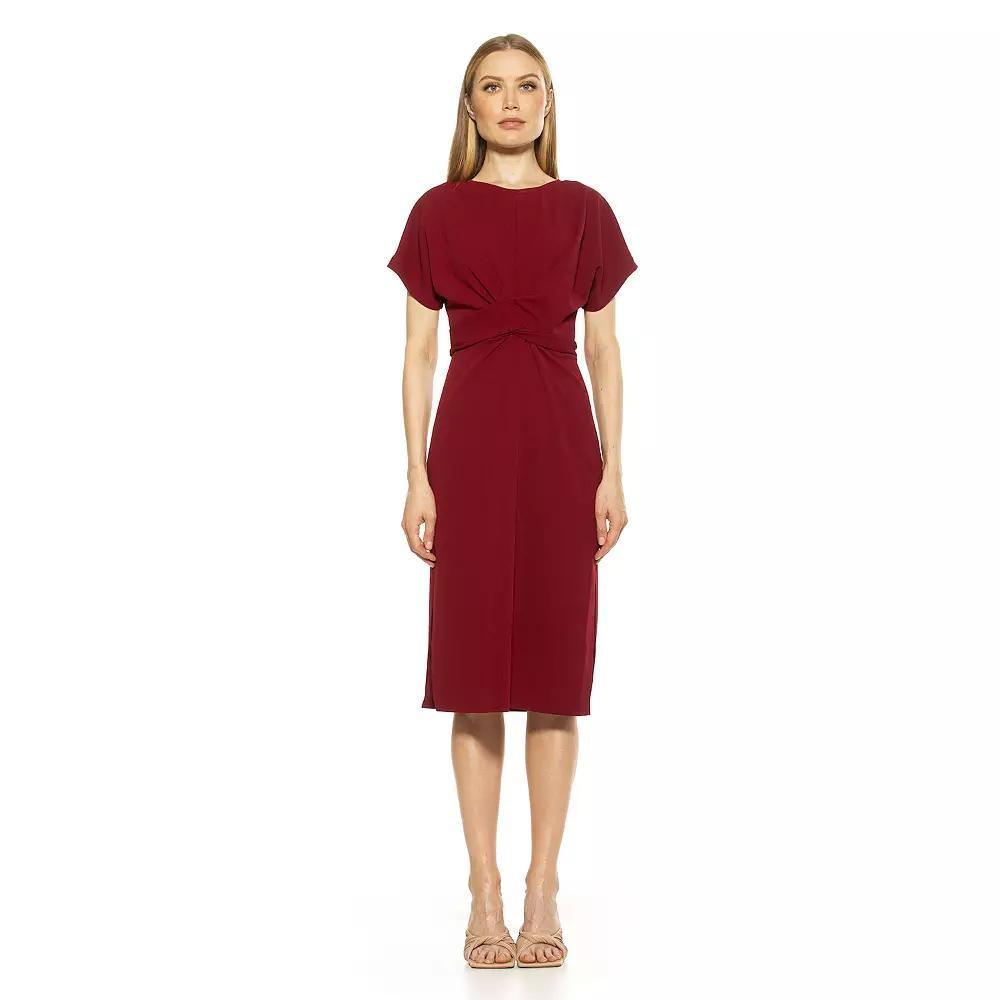 Women's ALEXIA ADMOR Knot-Waist Midi Shift Dress, Size: XS, Green Product Image