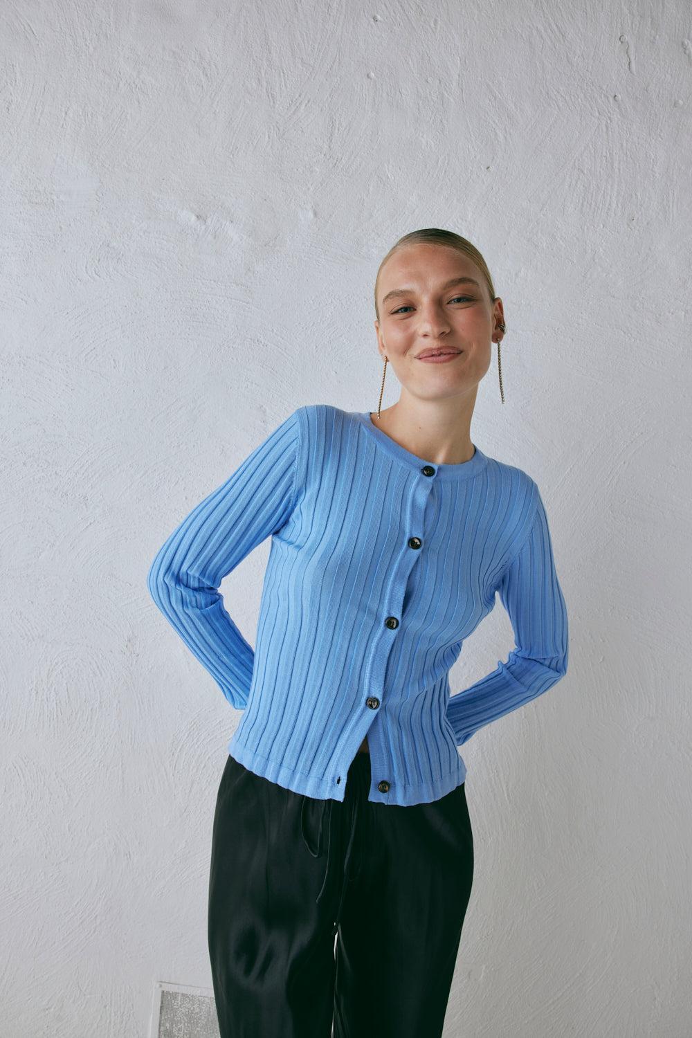 Hattie Knit Top Blue Product Image
