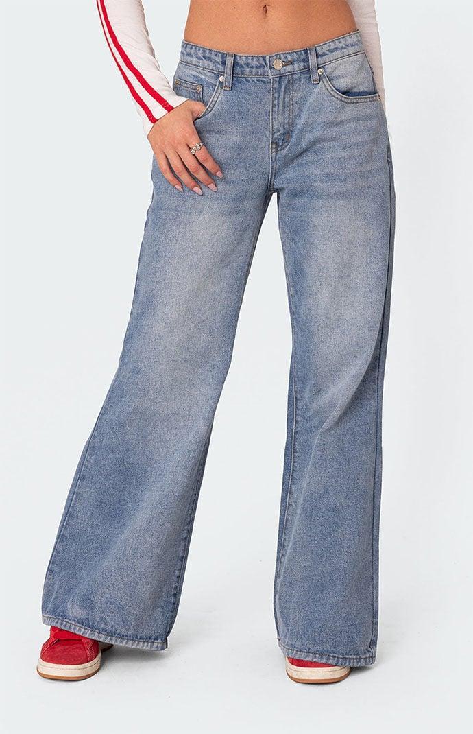 Edikted Women's Low Rise Wide Leg Jeans Product Image