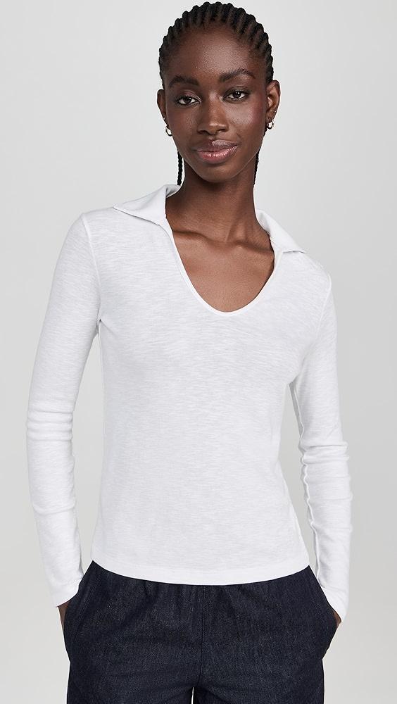 Vince Long Sleeve Open Neck Polo | Shopbop Product Image