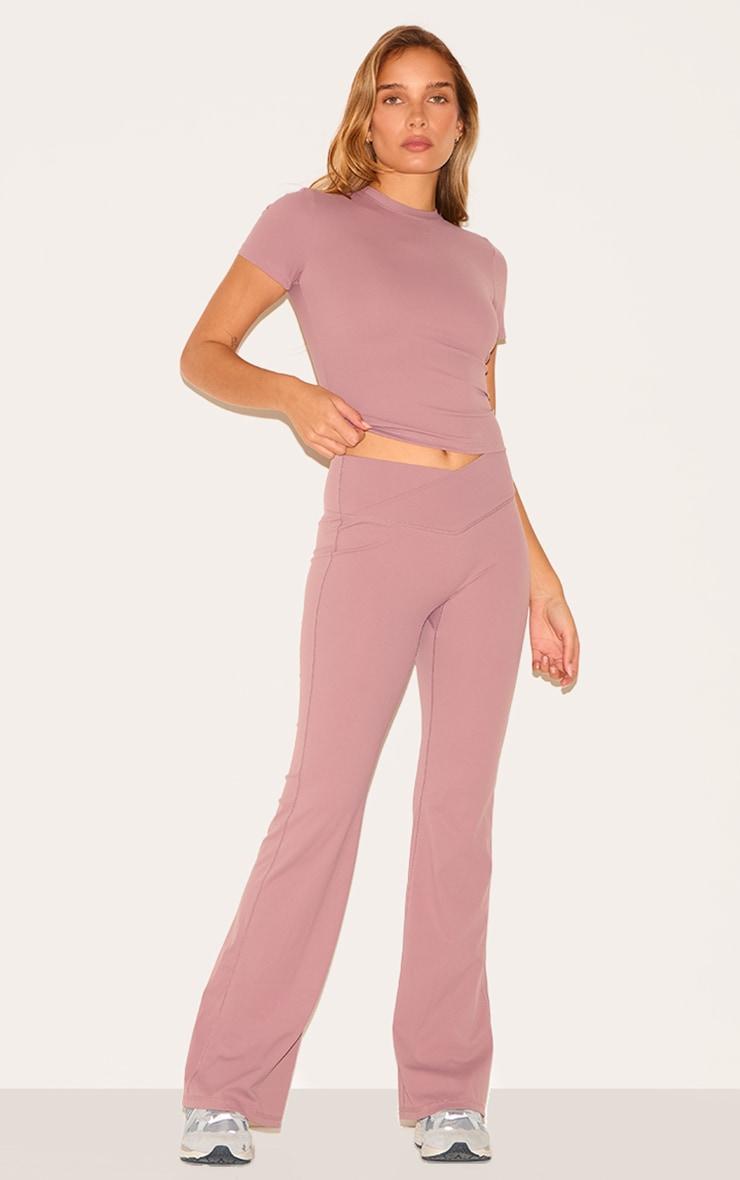Mauve Ultimate Sculpt Longline Short Sleeve Gym Top Product Image