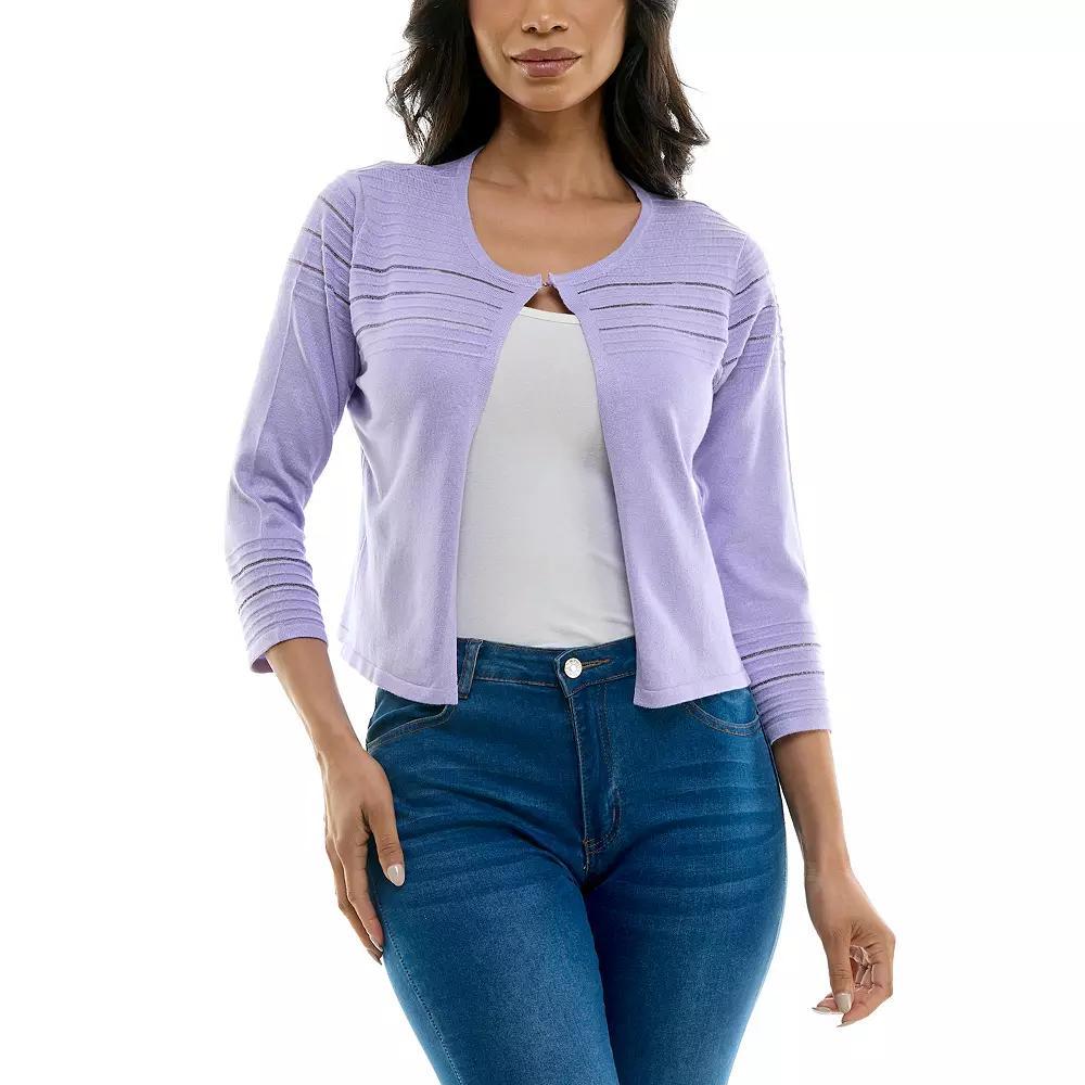 Women's Nina Leonard Knit Bolero Cardigan, Size: Small, Purple Product Image