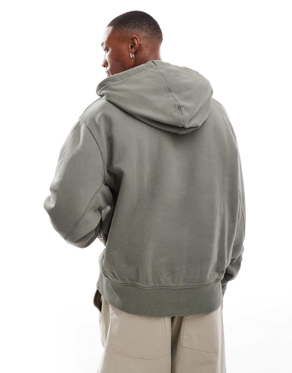 Tommy Jeans tonal linear logo hoodie in washed khaki Product Image
