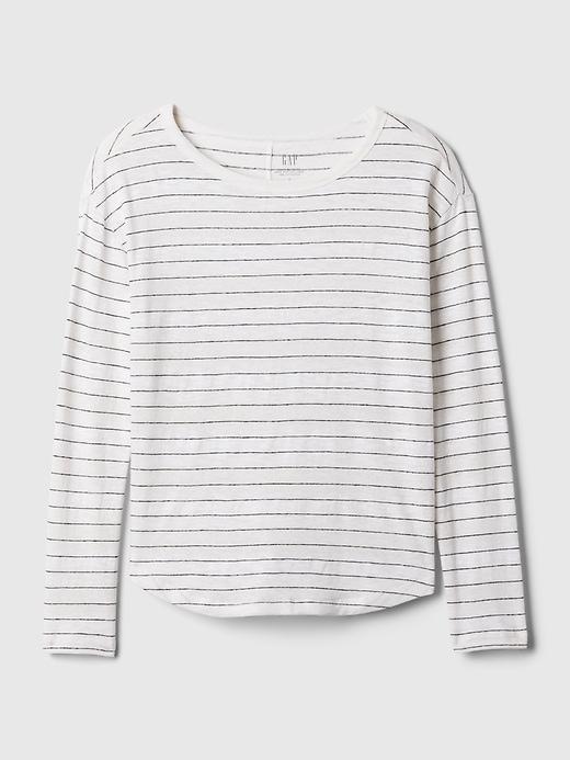 Linen-Blend Boatneck T-Shirt Product Image