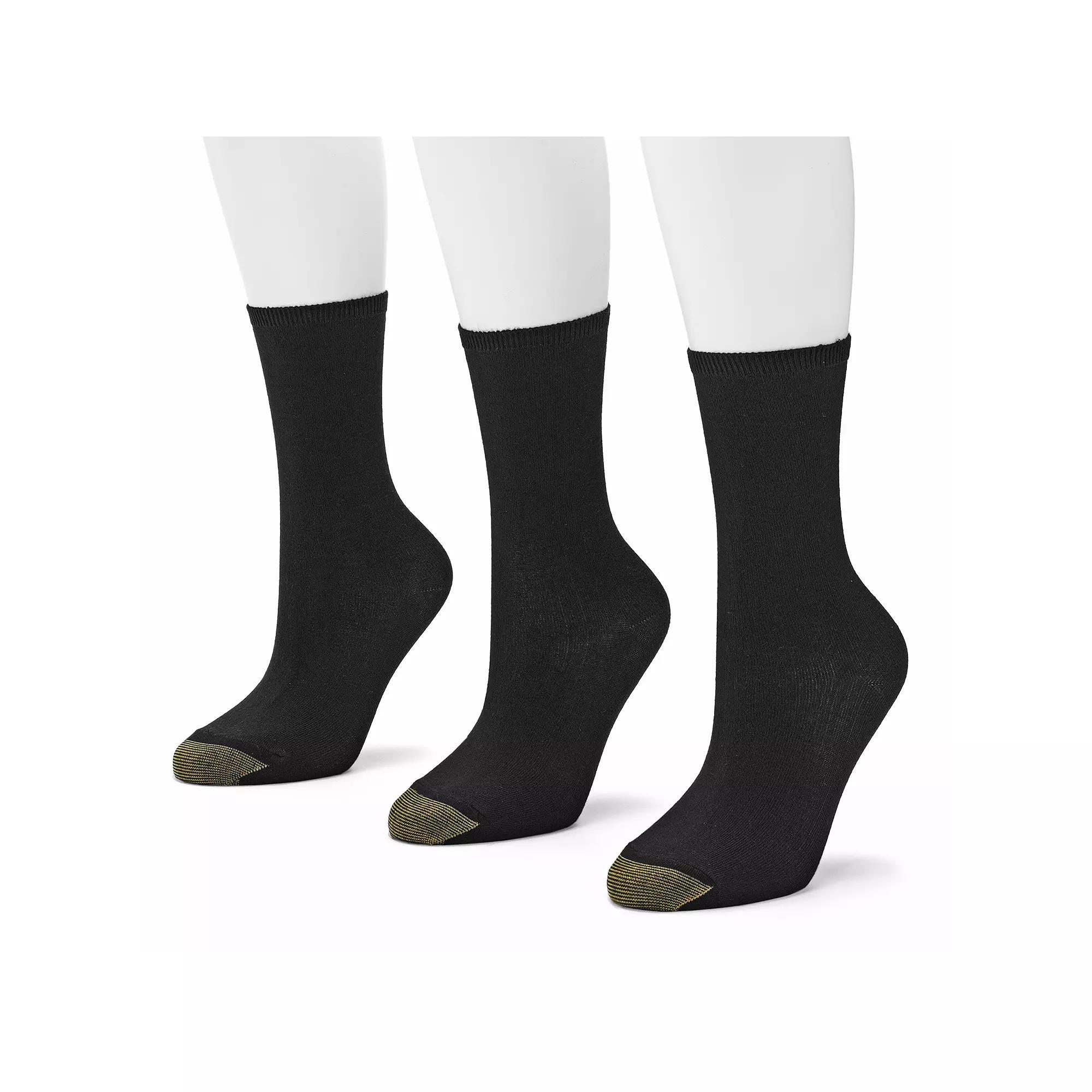 Women's GOLDTOE ® 3-pack Castaway Crew Socks, Size: 9-11, Black Product Image