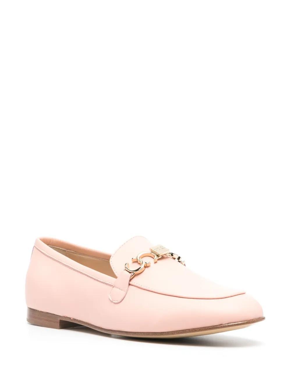 CASADEI Logo Plaque Leather Loafers In Pink Product Image
