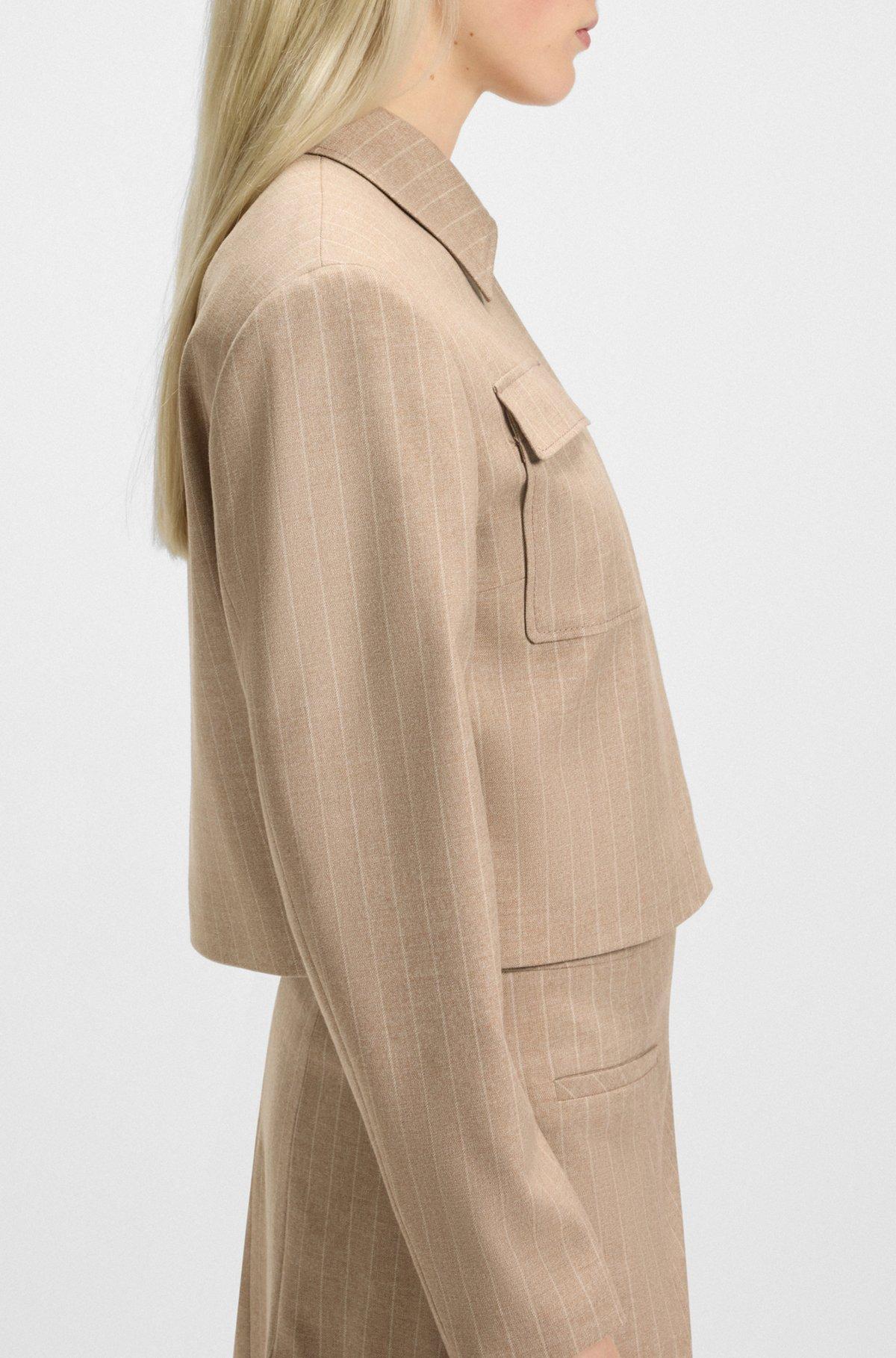 HUGO - Relaxed-fit blazer in pinstripe flannel - Patterned Product Image