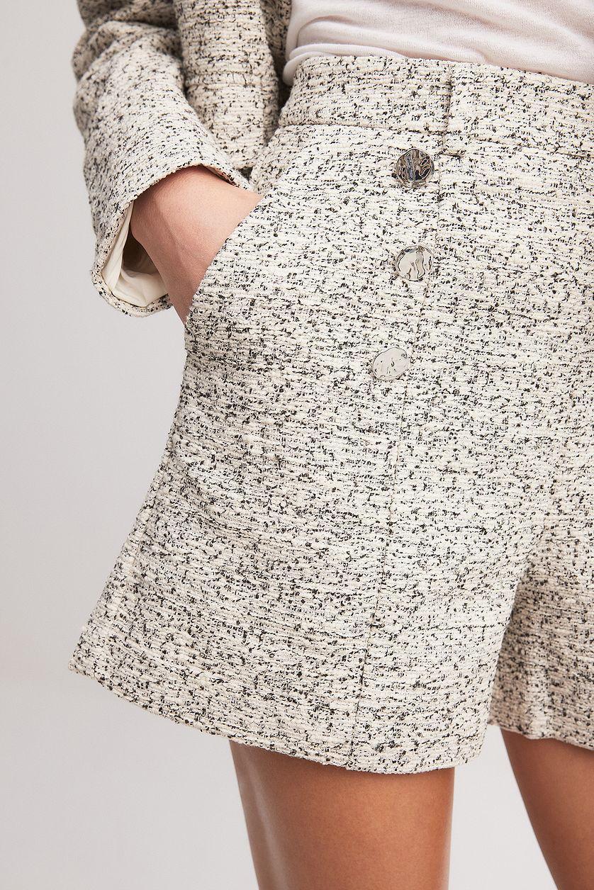 Button Detail Bermuda High Waist Shorts Product Image