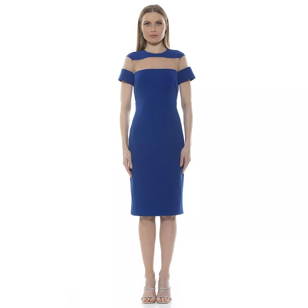 Women's ALEXIA ADMOR Everleigh Illusion Neck Midi Dress, Size: Small, Black Product Image