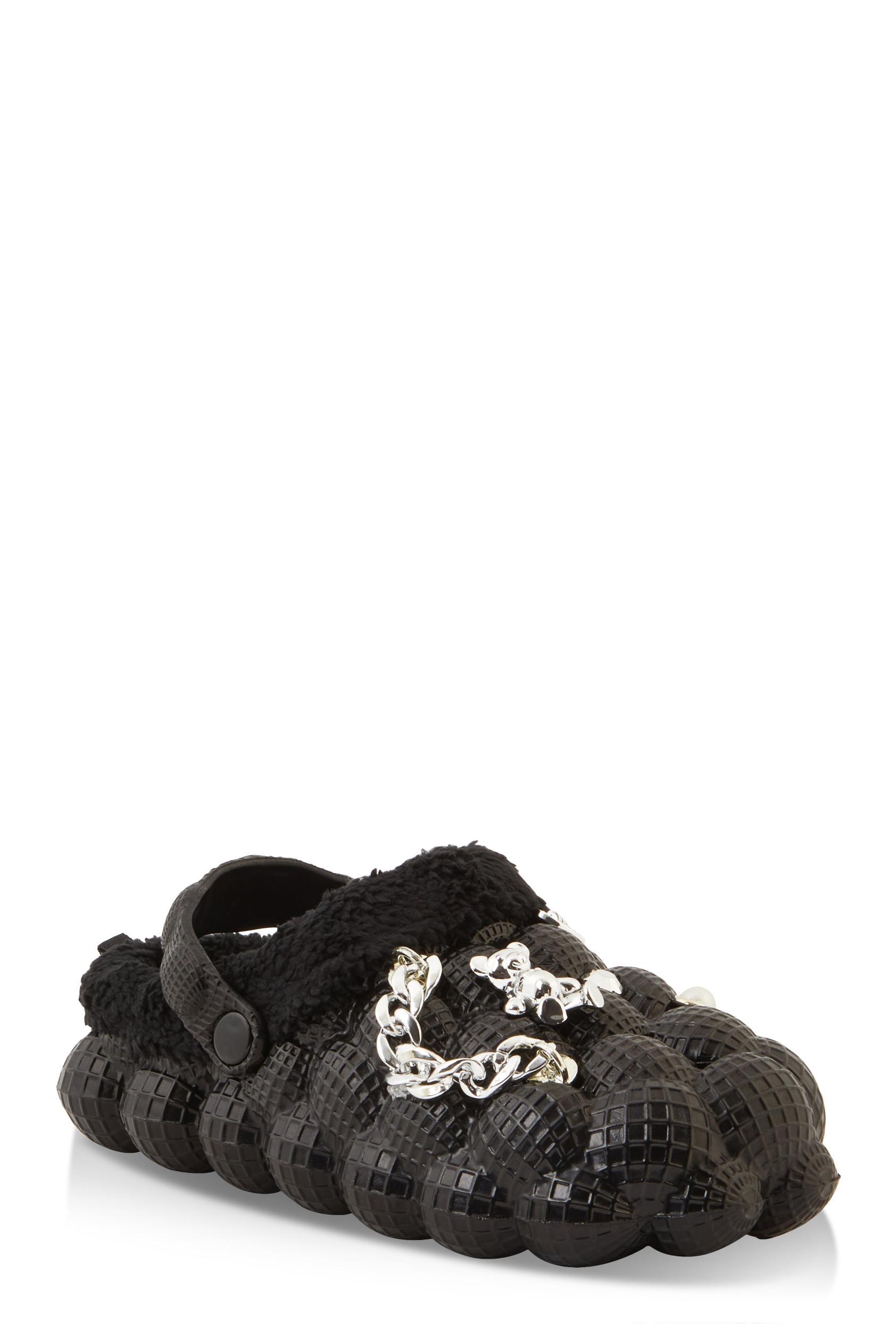 Womens Girls Multi Charm Sherpa Lined Slingback Bubble Clogs Product Image