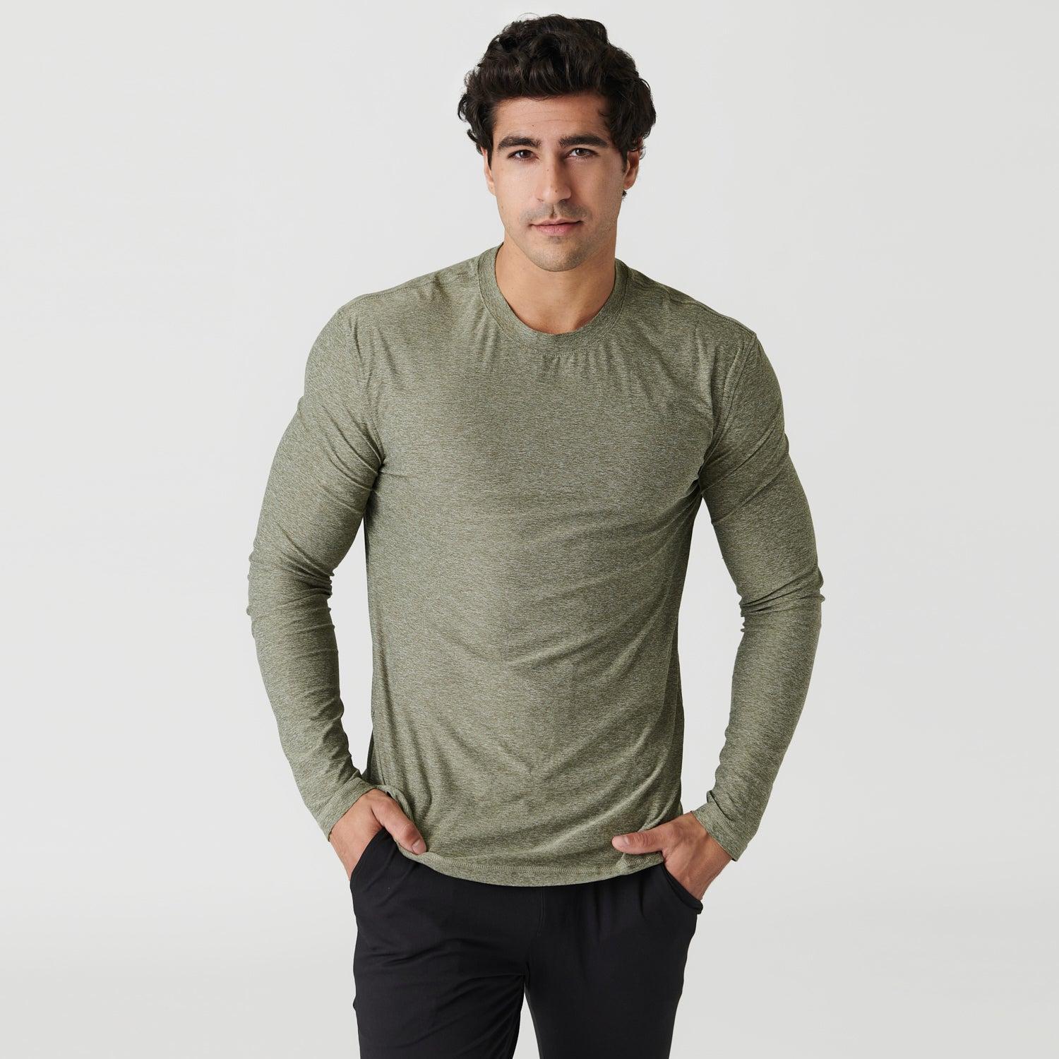 Heather Military Green Active Long Sleeve Crew T-Shirt Product Image