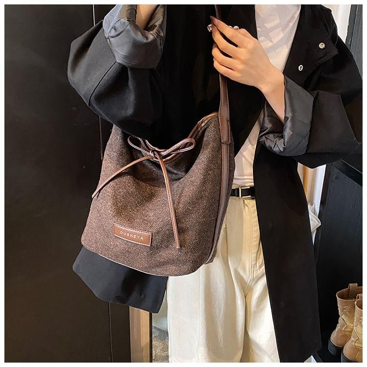 Lettering Ribbon Accent Shoulder Bag Product Image