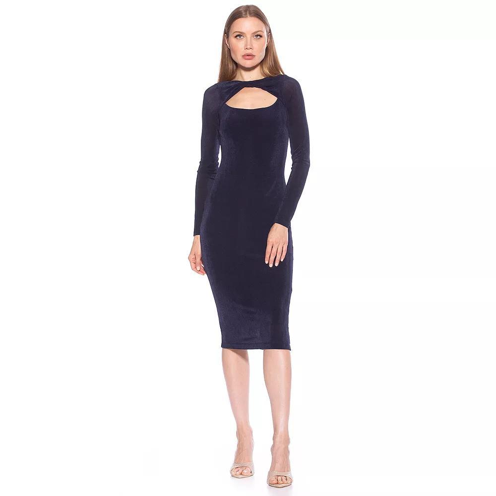 Women's ALEXIA ADMOR Tanya Twist Front Cutout Long Sleeve Midi Dress, Size: XL, Green Product Image