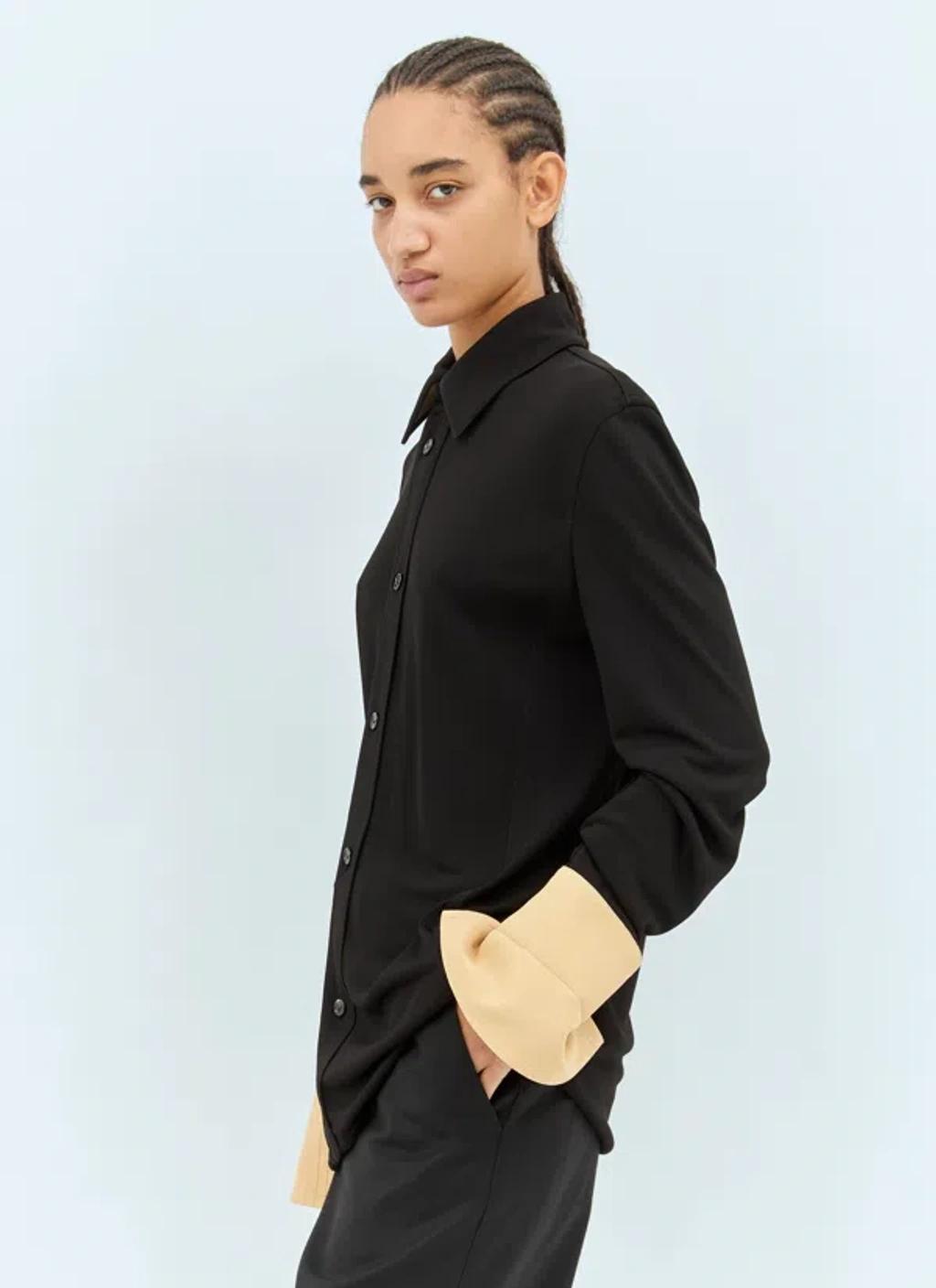 BOTTEGA VENETA Fluid Long-sleeve Shirt In Black Product Image