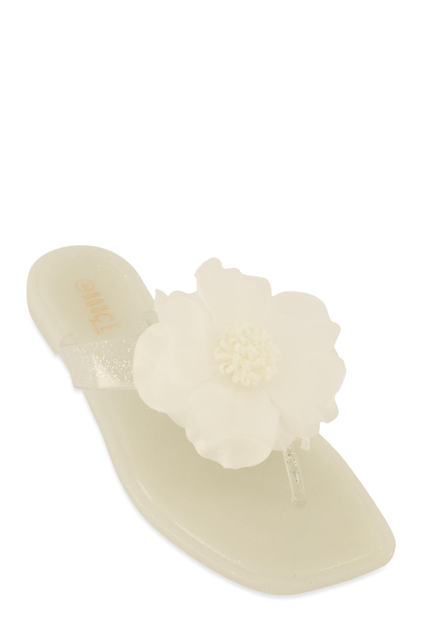 Womens Floral Detail Jelly Thong Sandals Product Image