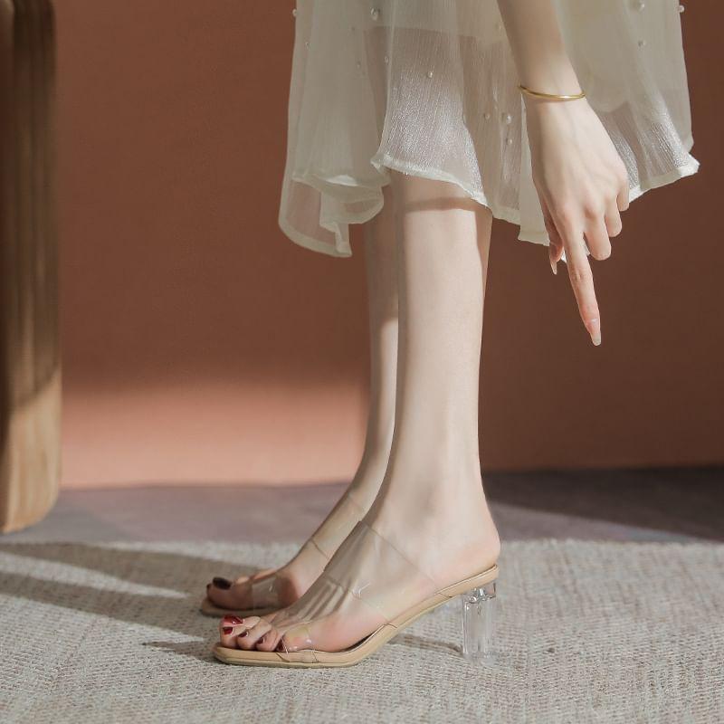 PVC Strap Chunky Heel Slide Sandals (Various Designs) Product Image