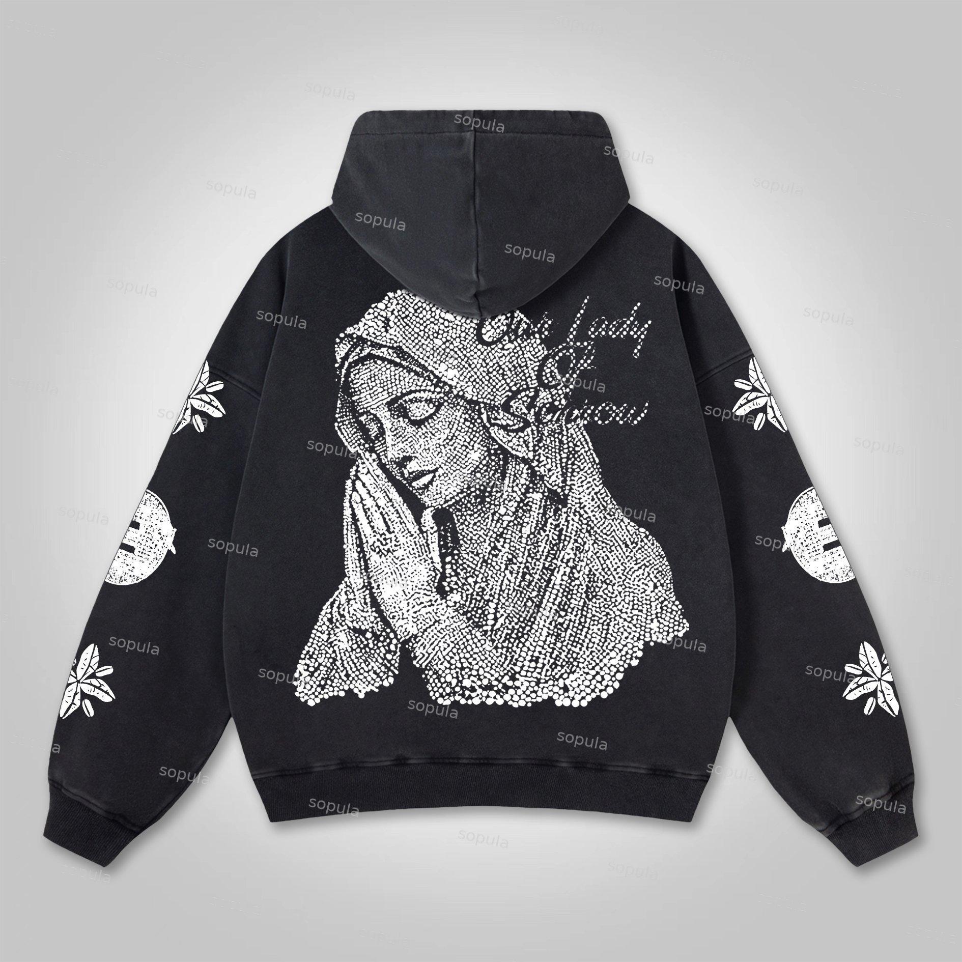 Vintage Madonna Graphic Acid Washed Oversized Hoodie Product Image