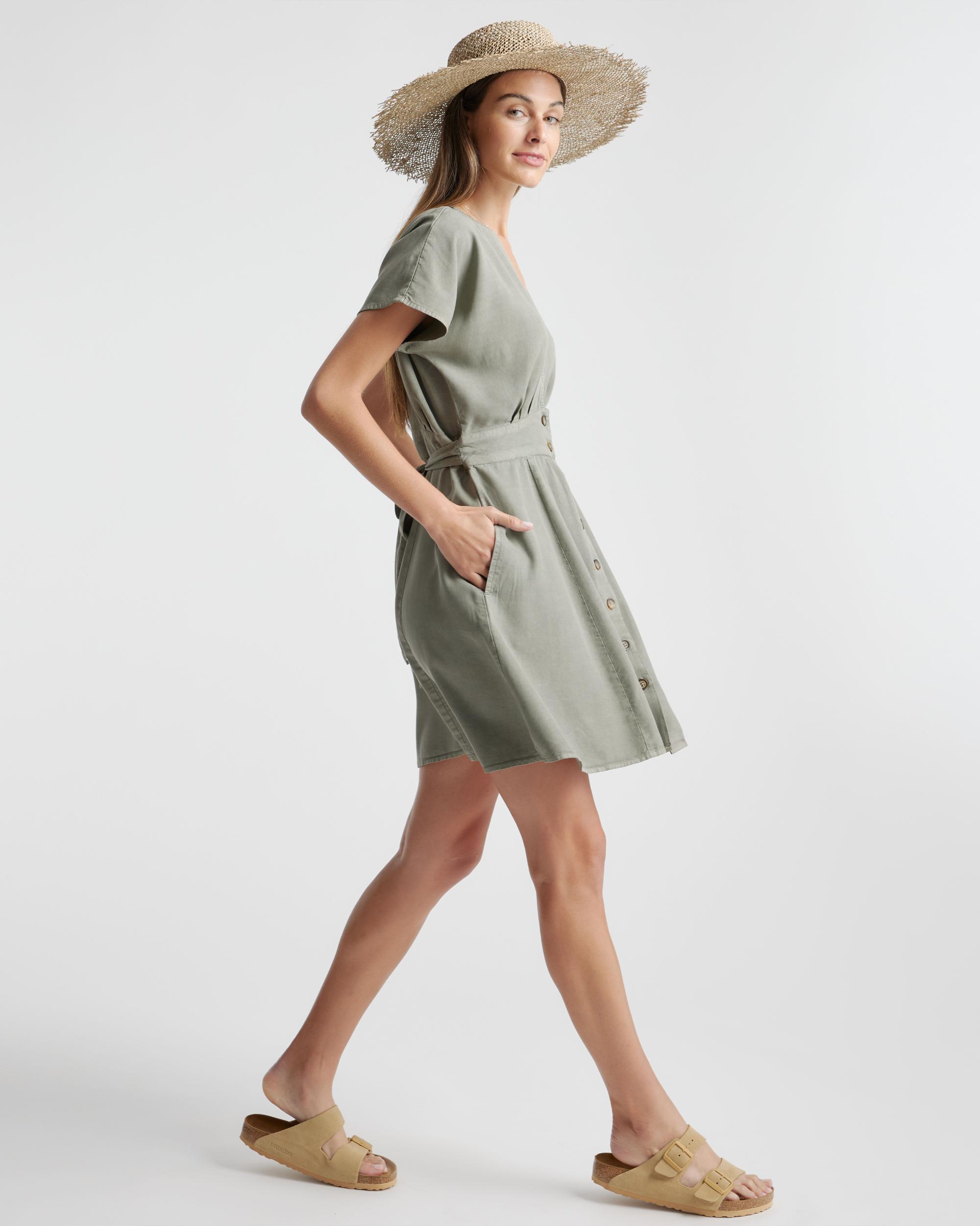 Quince | Women's Vintage Wash Tencel Button Front Dress Size XS Product Image