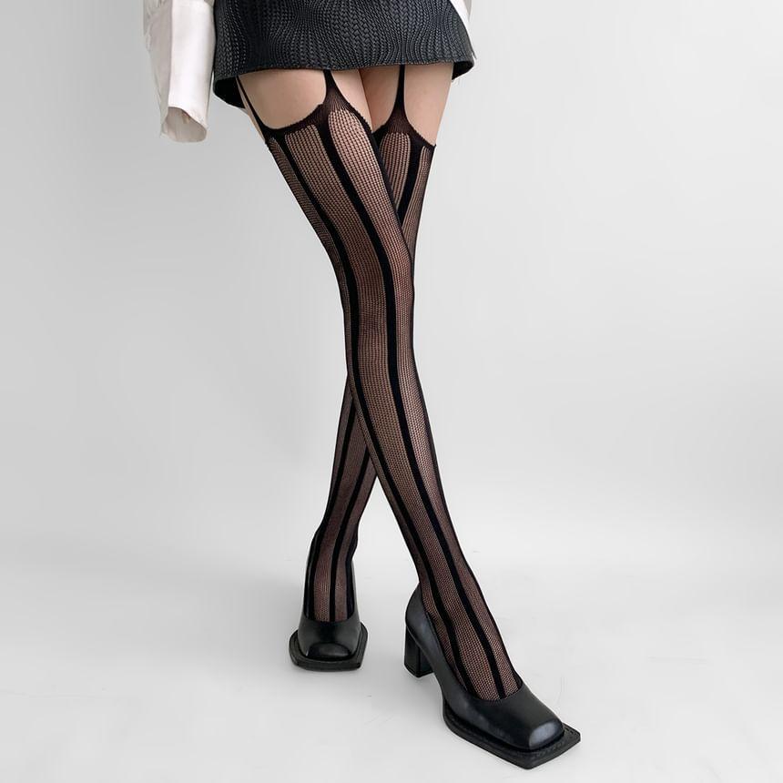 Striped Fishnet Stockings Product Image