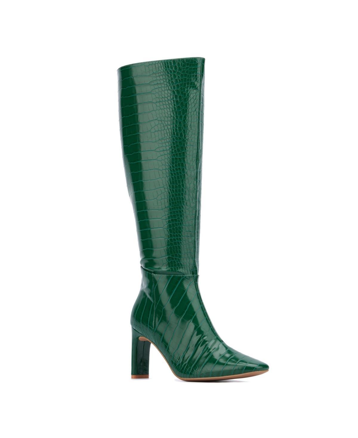 New York & Company Isabelle Women's Knee-High Boots, Size: 7, Black Croc Product Image