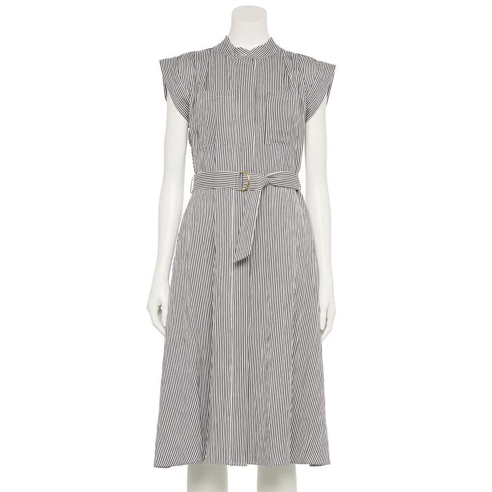 Women's Nine West Adaptive Cap Sleeve Shirt Dress, Size: XS, Gray Stripe Product Image
