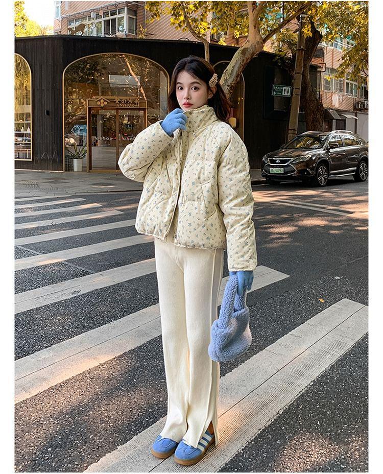Floral Print Padded Zip Jacket Product Image
