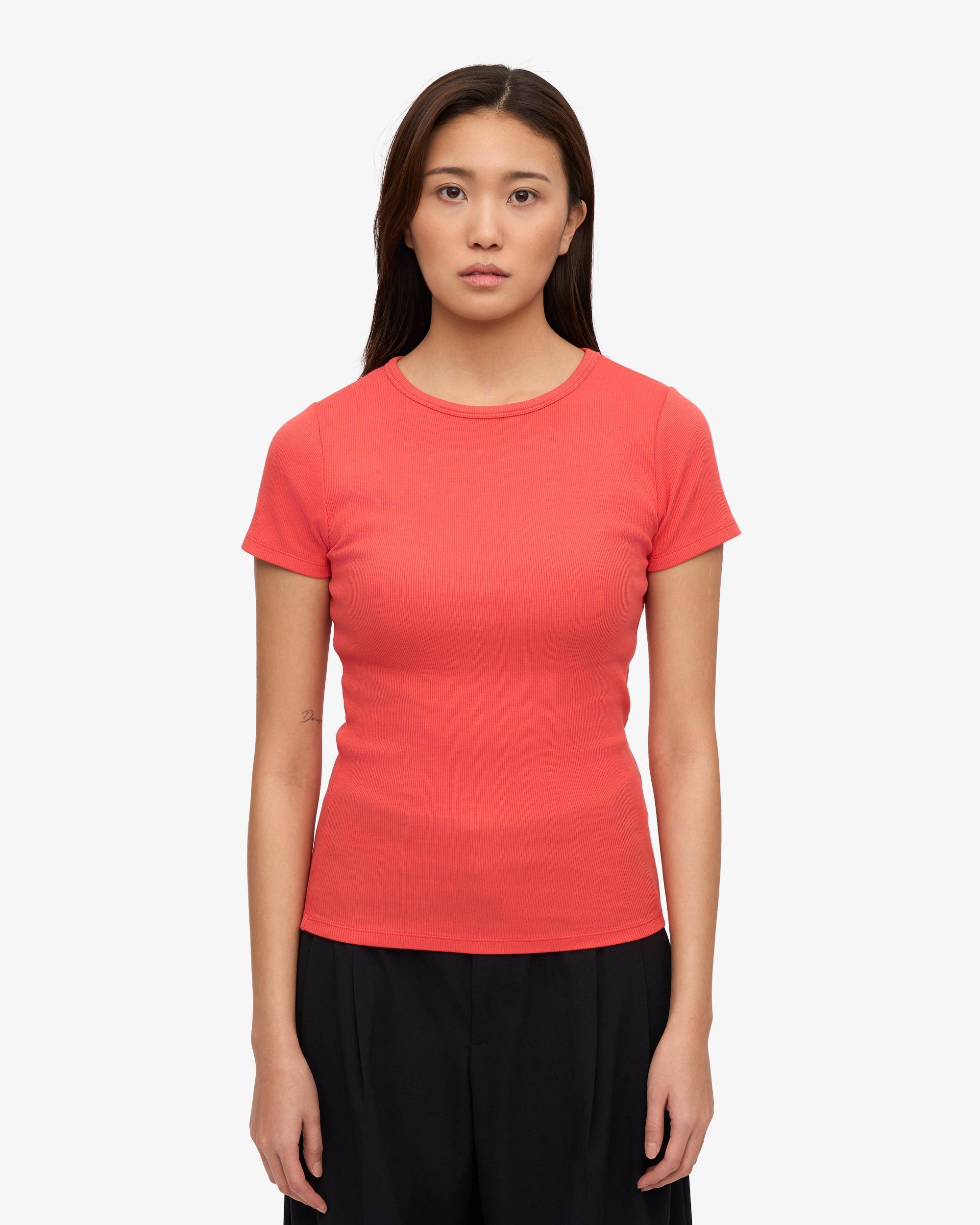 Organic Rib T-Shirt - Red Tangerine Product Image