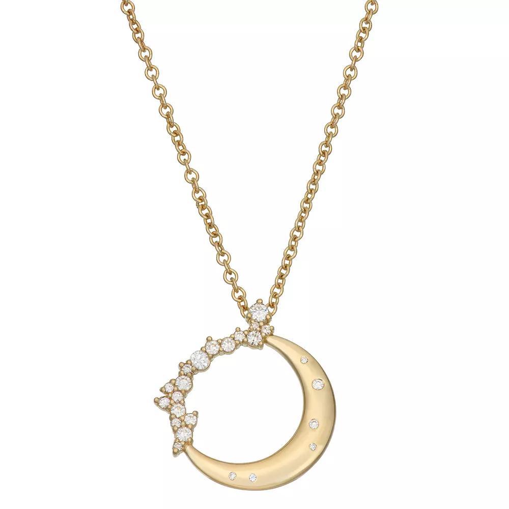 Charles & Colvard 14k Gold 1/4 Carat T.W. Lab-Created Moissanite Lunar Pendant Necklace, Women's, Yellow Product Image