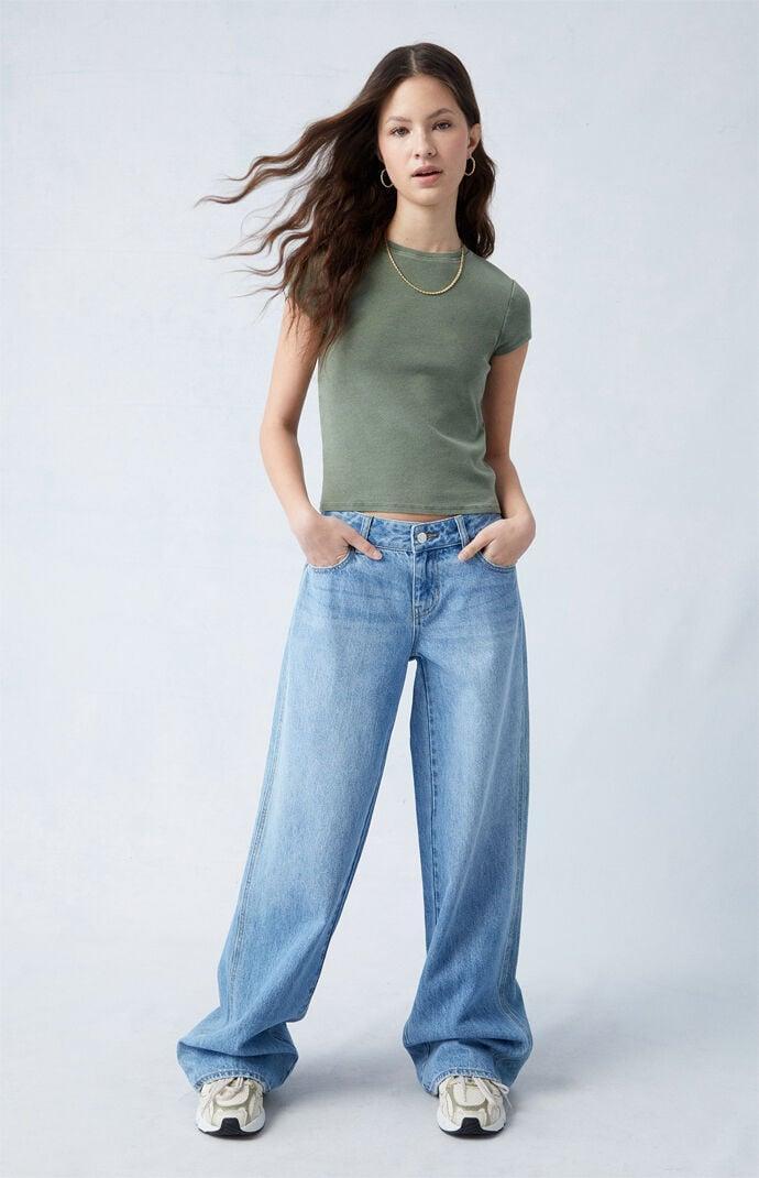 Women's Dark Indigo Low Rise Baggy Jeans Product Image