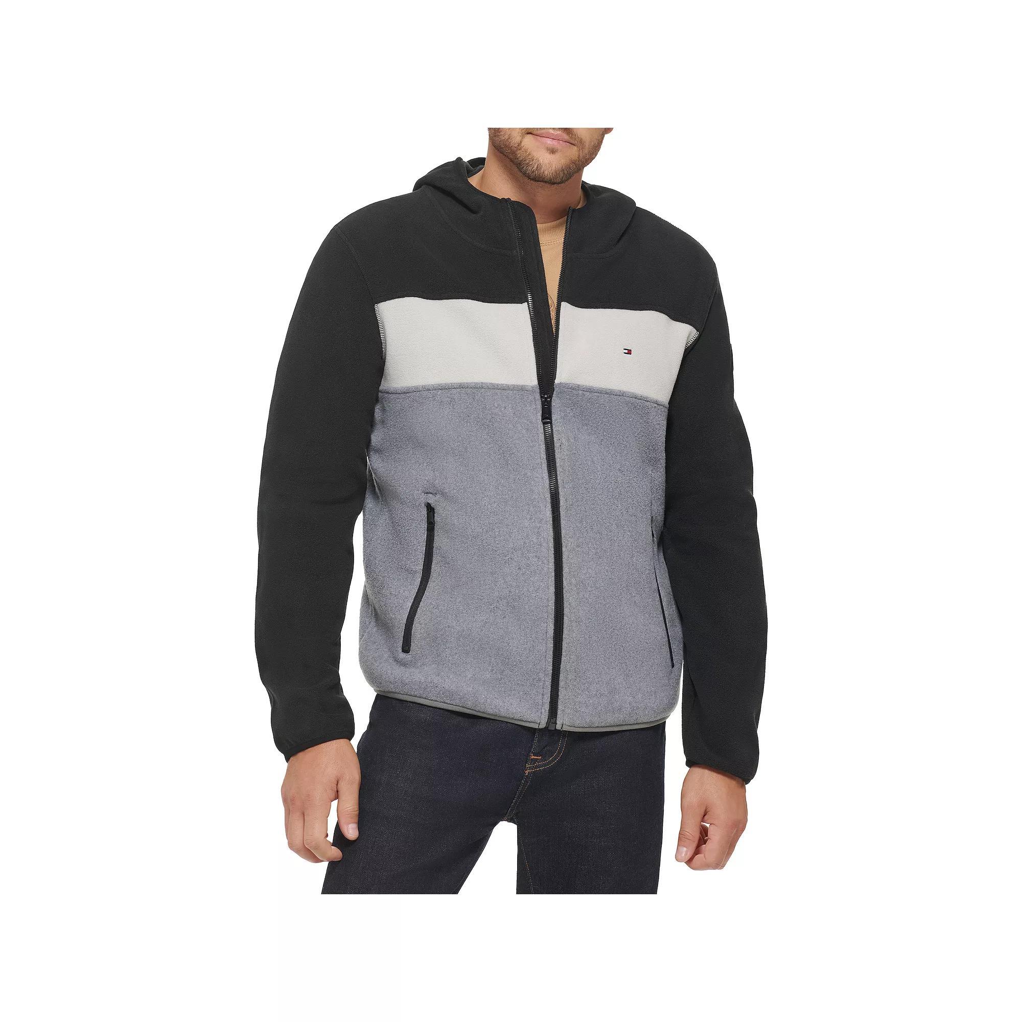 Men's Tommy Hilfiger Fleece Colorblock Hooded Jacket, Size: XS, Royal Blue Product Image