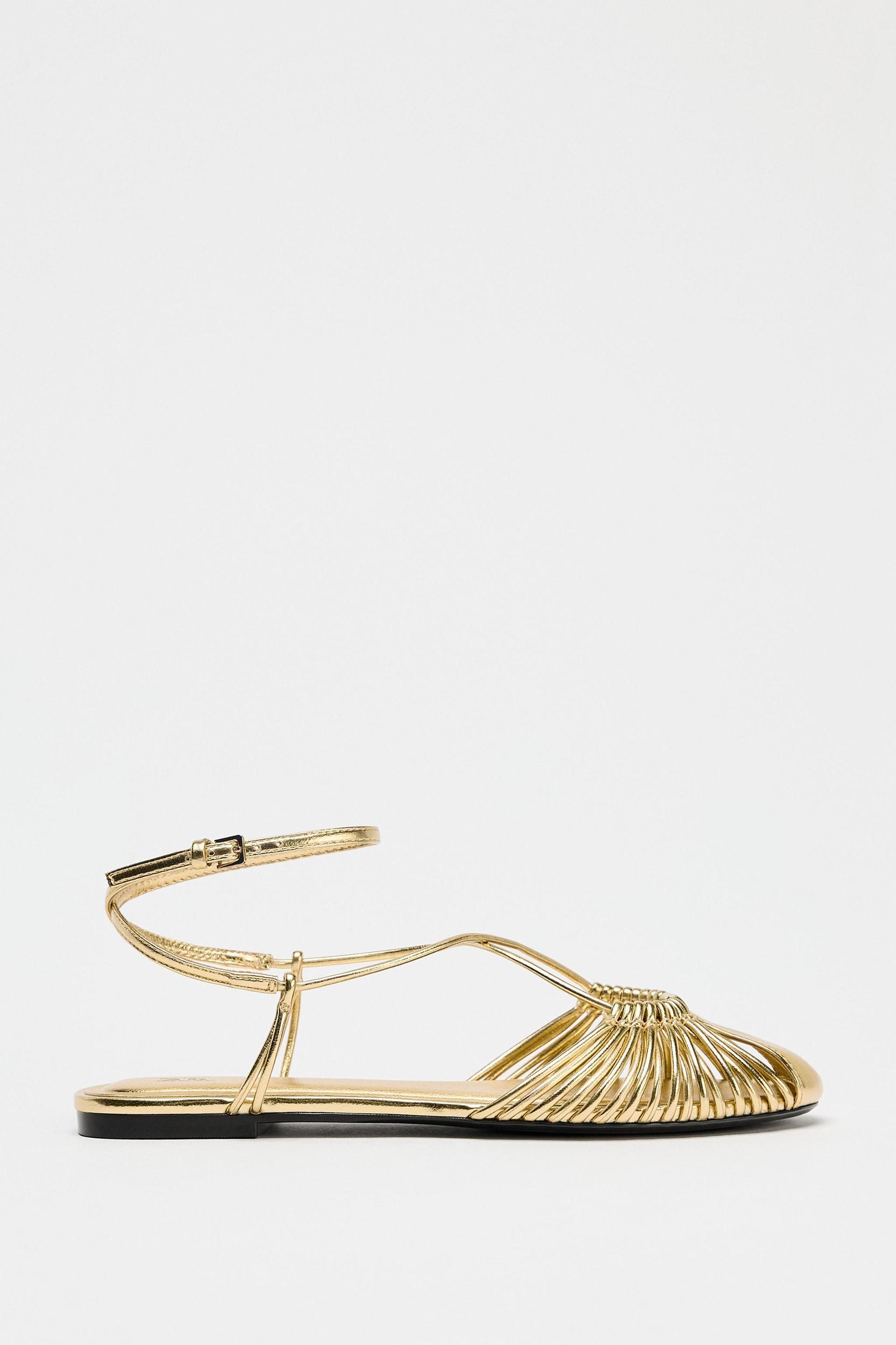 METALLIC STRAPPY FISHERMAN SANDALS Product Image