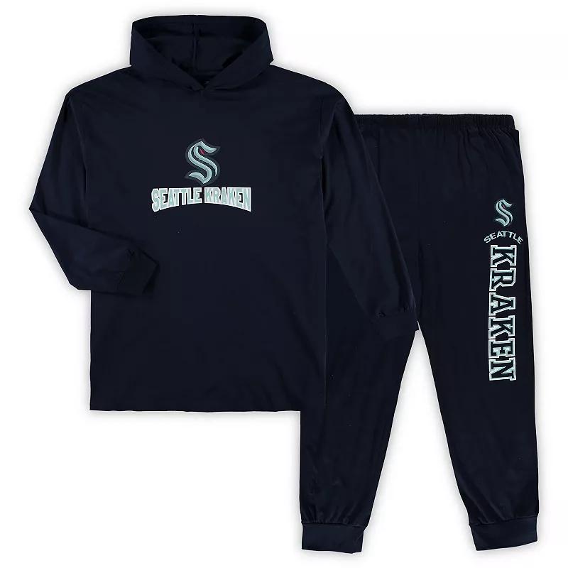 Men's Concepts Sport Deep Sea Blue Seattle Kraken Big & Tall Pullover Hoodie & Joggers Sleep Set, Size: 4XB, Krk Blue Product Image