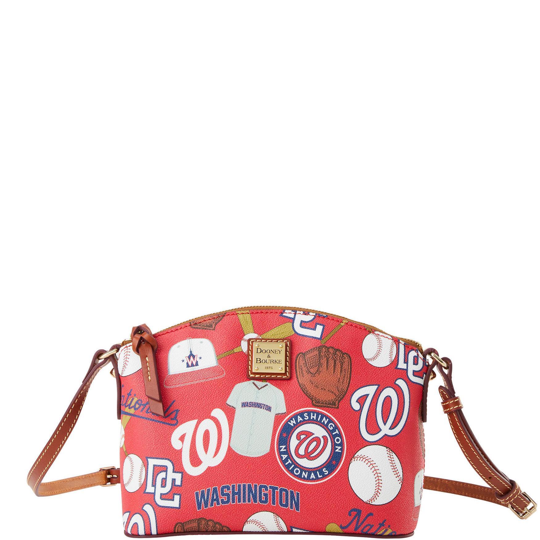 Dooney & Bourke Womens MLB Nationals Suki Crossbody Coated Cotton Shoulder Bag in Red Product Image