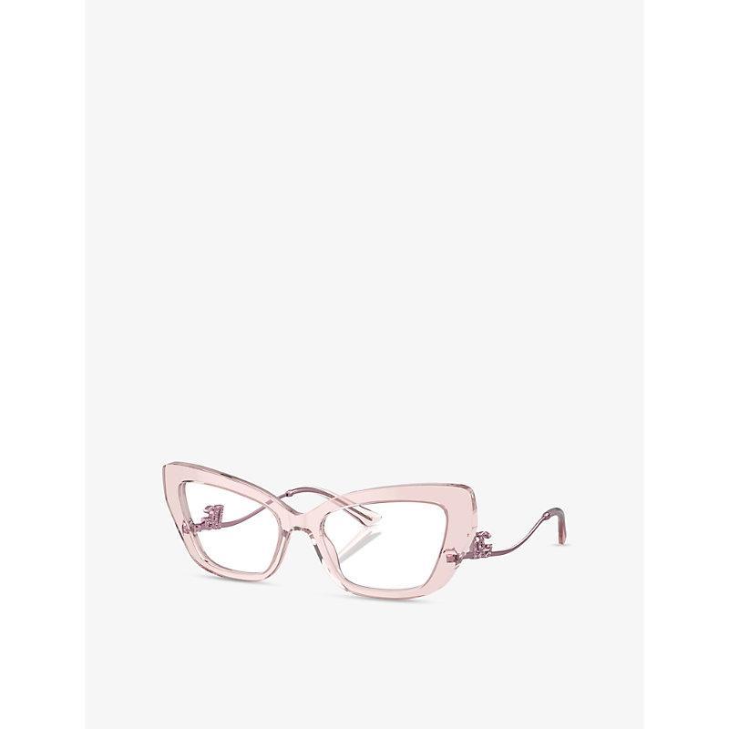 DOLCE & GABBANA Womens Pink Dg3391b Cat-eye Acetate Optical Glasses Product Image