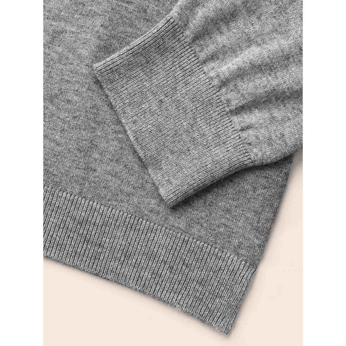 Plus Size Supersoft Drop Shoulder V-Neck Top Mediumgray Women Casual Long Sleeve V-neck Everyday Pullovers BloomChic 18-20/2X Product Image